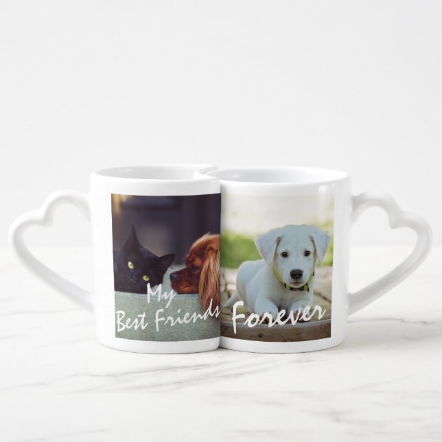 Cool Sentimental Best Friends Forever Pet Coffee Mug Set (Back Nesting)