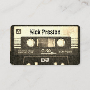 Cool Sepia Retro Audio Cassette   DJ Professional Business Card