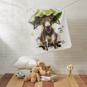Cool Shade Good Day Funny Donkey with Leaf Hat Baby Blanket