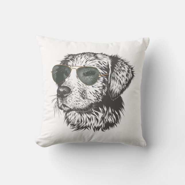 Cool Shades Dog T-Shirt Throw Pillow (Front)