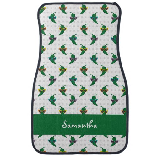 Cool Shades Green Chile Pattern Car Floor Mat