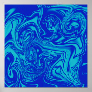 Cool Shades Of Blue Liquid Art Abstract Poster