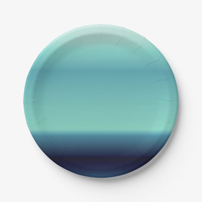 Cool Shades of Blue Ombre Gradient Paper Plates (Front)