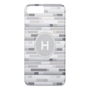 Cool shades of grey stripes Custom Monogram iPhone 8 Plus/7 Plus Case