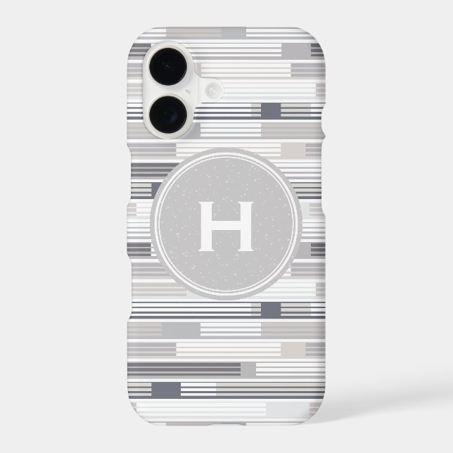 Cool shades of grey stripes Custom Monogram Iphone Case (Back)