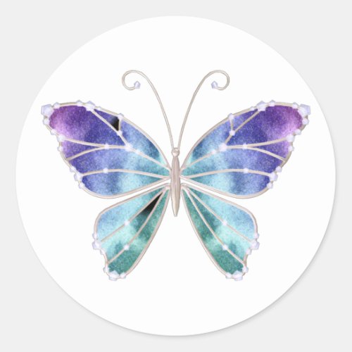 Cool Shades Rainbow Wings Butterfly Classic Round Sticker