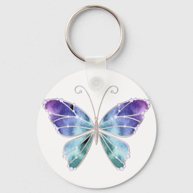Cool Shades Rainbow Wings Butterfly Keychain (Front)
