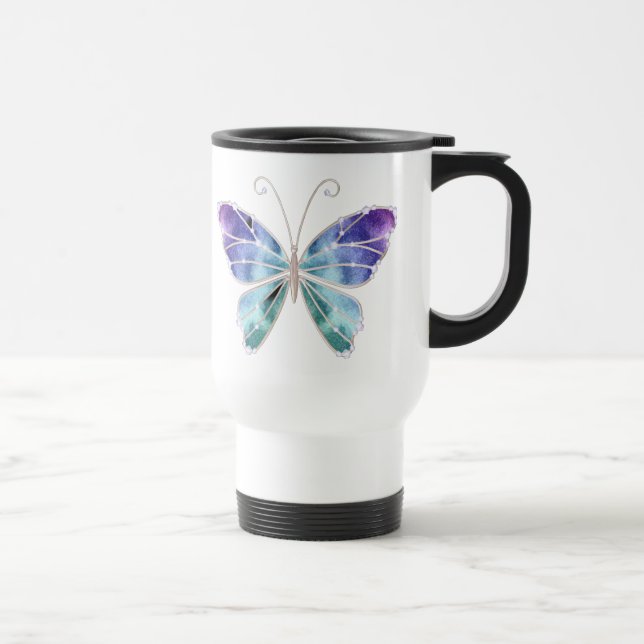 Cool Shades Rainbow Wings Butterfly Travel Mug (Right)