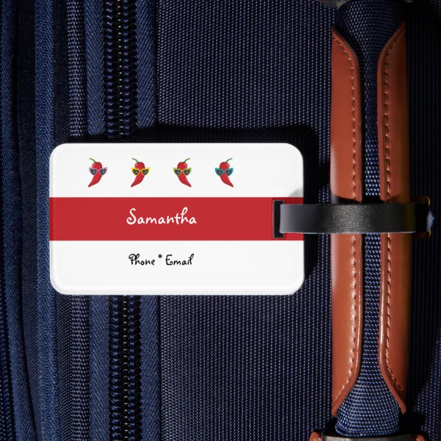 Cool Shades Red Chile Pattern Luggage Tag (Back Insitu 2)