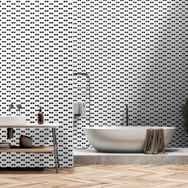 Cool Shades Sunglasses Patterned Black & White Wallpaper (Bathroom)