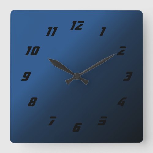 Cool Shadow Effect Sonic Numbers Blue Square Wall Clock
