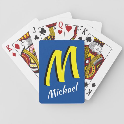 Cool Shadow Monogram Blue and Yellow Poker Cards