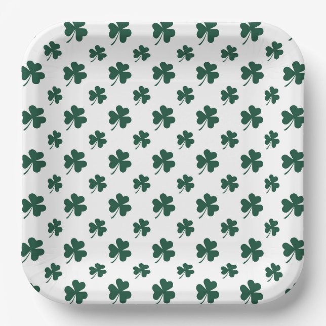 Cool shamrock tiled pattern clover  paper plates (Front)