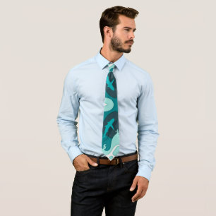 Cool Shark Abstract Art Blue Neck Tie
