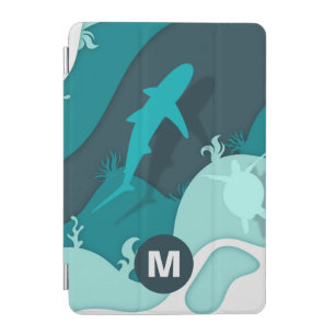 Cool Shark Abstract Art Monogram iPad Mini Cover