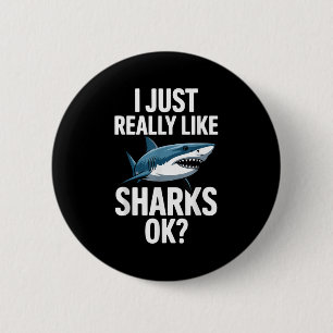 Cool Shark Art For Men Women Great White Hammerhea Button