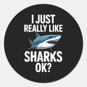 Cool Shark Art For Men Women Great White Hammerhea Classic Round Sticker