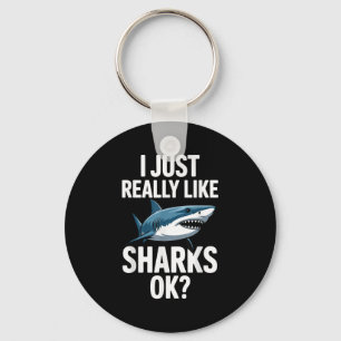 Cool Shark Art For Men Women Great White Hammerhea Keychain