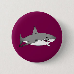 Cool Shark Cartoon Illustration Button