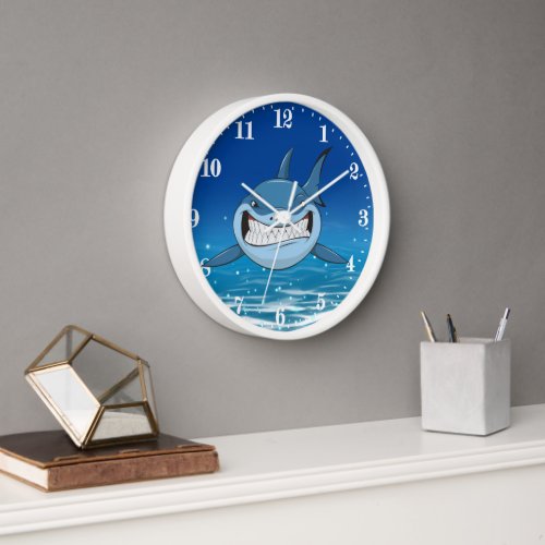cool shark lovers decor Large Clock 