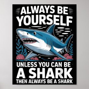 Cool Shark Novelty For Men Women Kids Shark Fan Sh Poster