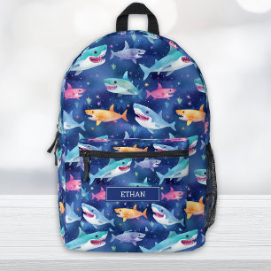 Cool Shark pattern Print Printed Backpack