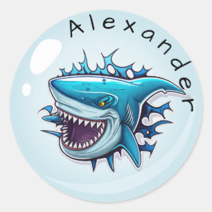 Cool Shark Personalize Classic Round Sticker