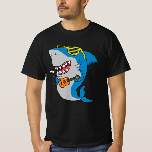 Cool shark playing guitar T-Shirt (Front)