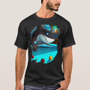 Cool Shark Playing Pool Billiards in Lounge Shark T-Shirt