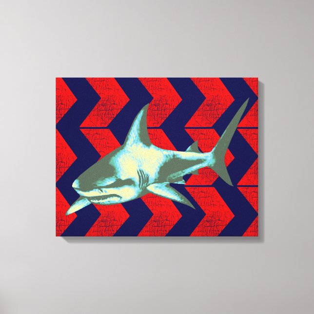 cool shark & red arrows canvas print (Front)