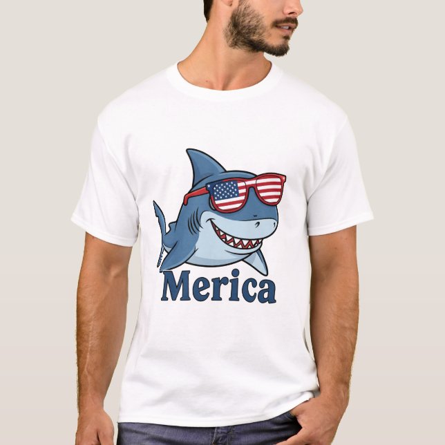 Cool Shark USA Sunglasses - Independence Day Tee (Front)