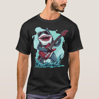 Cool Shark With Sunglasses And Guitar Costume T-Shirt