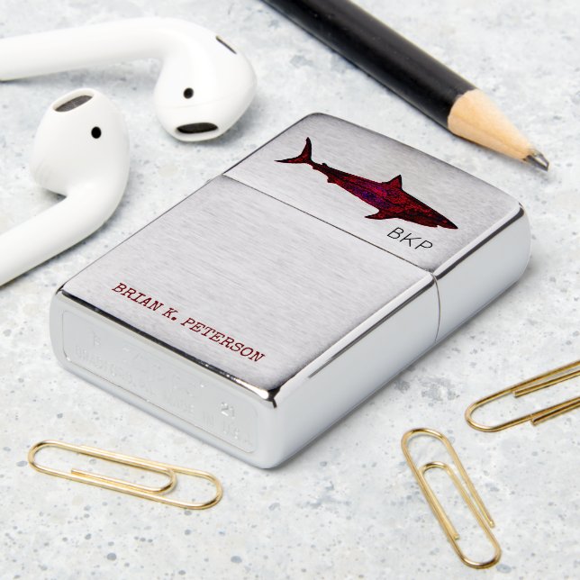 Cool Shark zippo-lighter with name Zippo Lighter (On Table 2)