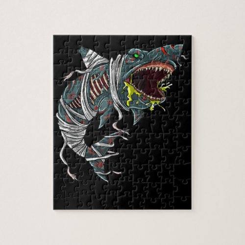 Cool Shark Zombie  Funny Lazy DIY Halloween Costum Jigsaw Puzzle