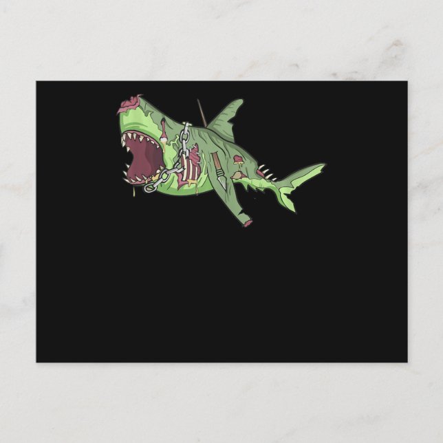 Cool Shark Zombie  Funny Lazy DIY Halloween Costum Postcard (Front)