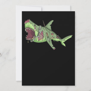 Cool Shark Zombie Funny Lazy DIY Halloween Costum Thank You Card