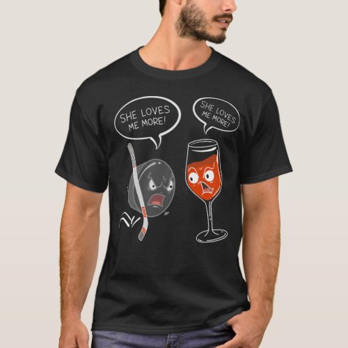 Cool She Loves Me Hockey And Wine Funny Drinker T_Shirt