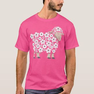 Cool Sheep Art For Farming Lamb Farm Sheep Flower T-Shirt