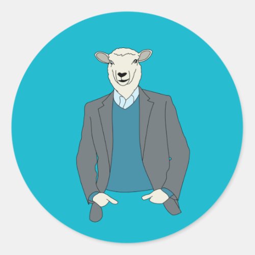 Cool Sheep Head Man in a Suit Classic Round Sticker