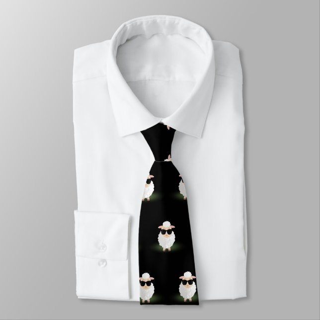 Cool Sheep  Neck Tie (Tied)