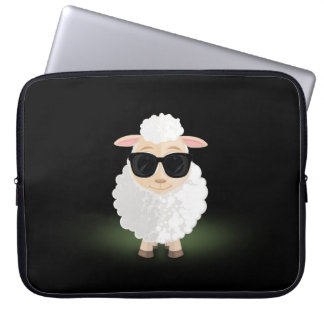 Cool Sheep Sunglasses Neon Green Cartoon Aesthetic Laptop Sleeve