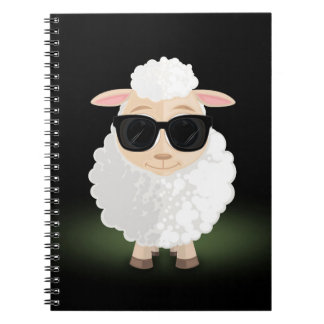 Cool Sheep Sunglasses Neon Green Cartoon Aesthetic Notebook