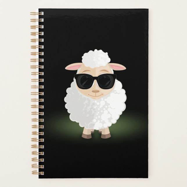Cool Sheep Sunglasses Neon Green Fun Aesthetic Planner (Front)