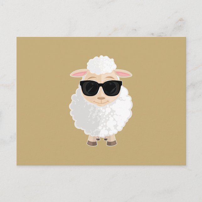 Cool Sheep Sunglasses Warm Gold Solid Color Postcard (Front)