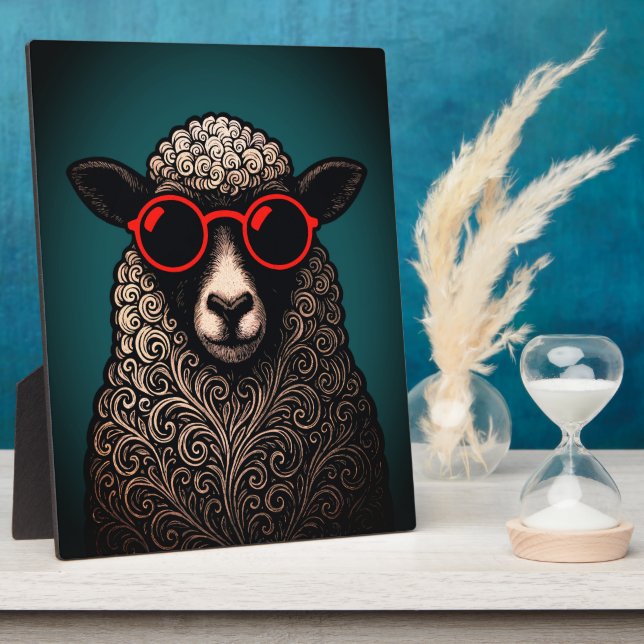 Cool Sheep Wall Art Plaque (Side)