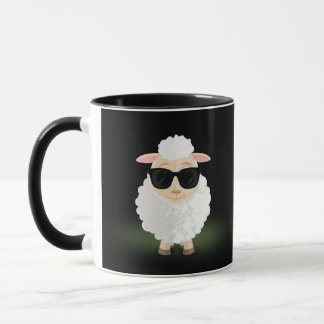 Cool Sheep With Sunglasses Neon Green Funny Mug