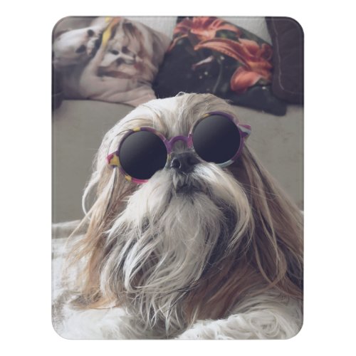 Cool Shih Tzu long hair vintage Sunglasses Photo Door Sign