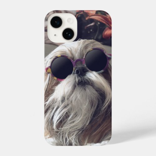 Cool Shih Tzu long hair vintage Sunglasses Photo iPhone 14 Case