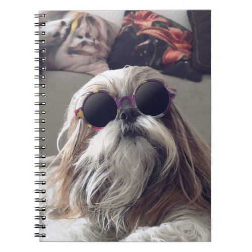 Cool Shih Tzu long hair vintage Sunglasses Photo Notebook