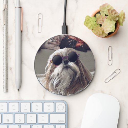 Cool Shih Tzu long hair vintage Sunglasses Photo Wireless Charger